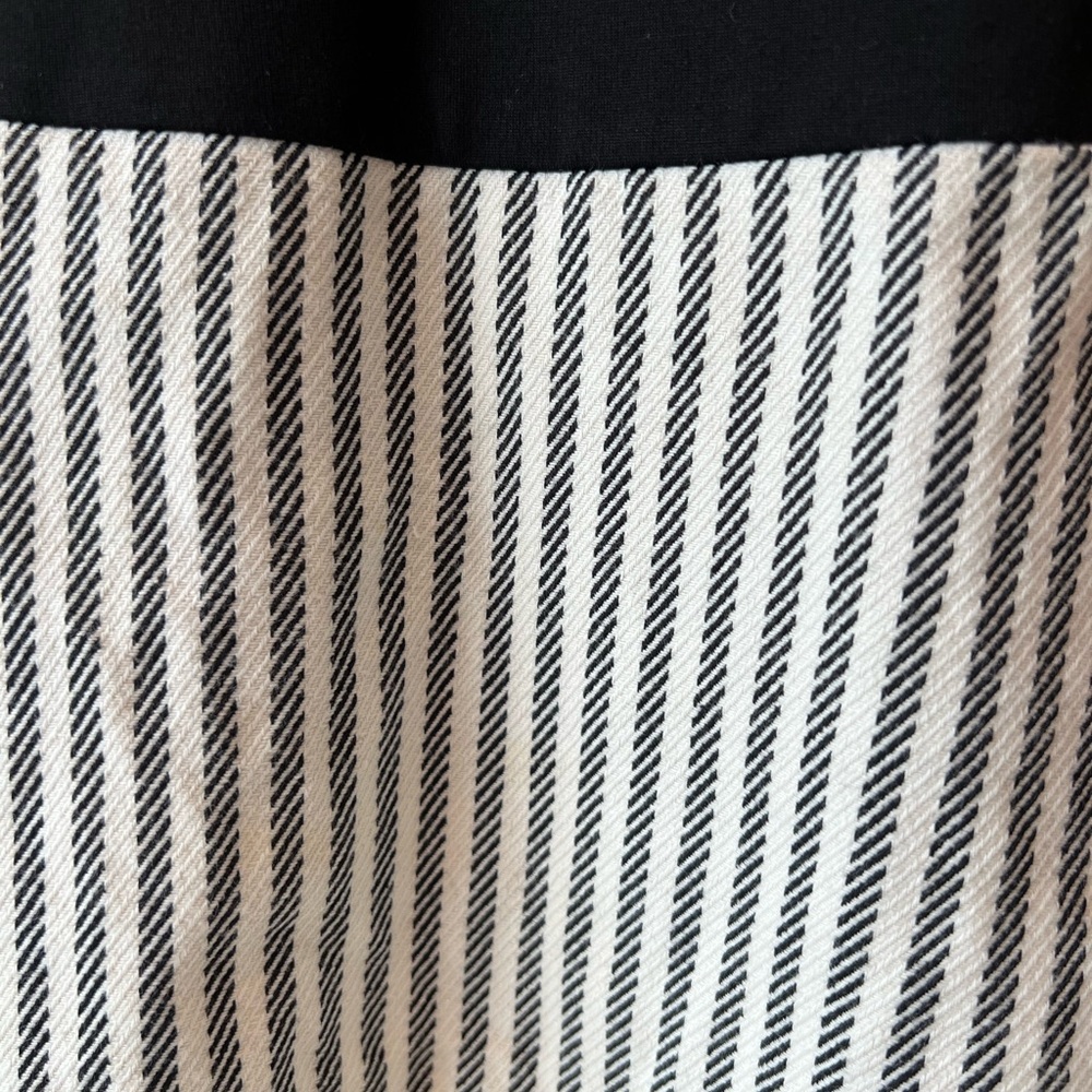 Eva Franco Anthropologie Strata Fit Flare Solid Black Striped Hem Dress Size 4 - Picture 3 of 6